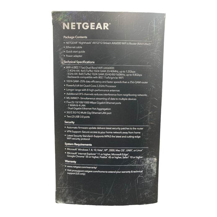 NETGEAR Nighthawk WiFi 6 Router (RAX120) 12-Stream Dual-Band Gigabit Router