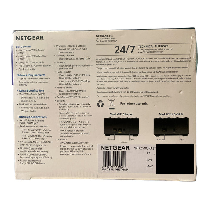 NETGEAR Night Hawk AX1800 MK62 Wi-Fi 6 MESH System