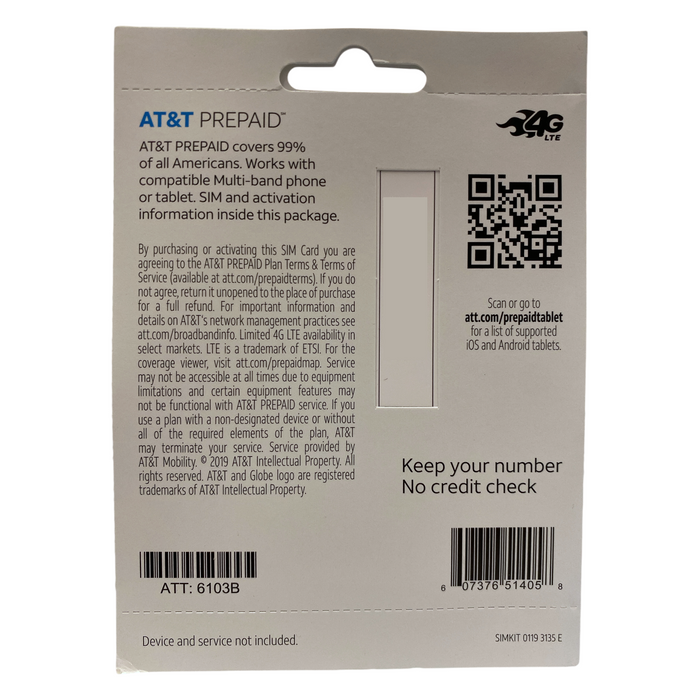 AT&T Prepaid SIM Card Kit, Unlimited Data, iOS Windows & Android Compa ...