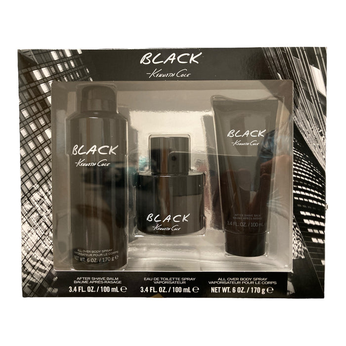 Black by Kenneth Cole Eau De Toilette, After Shave Balm, & Body Spray Gift Set