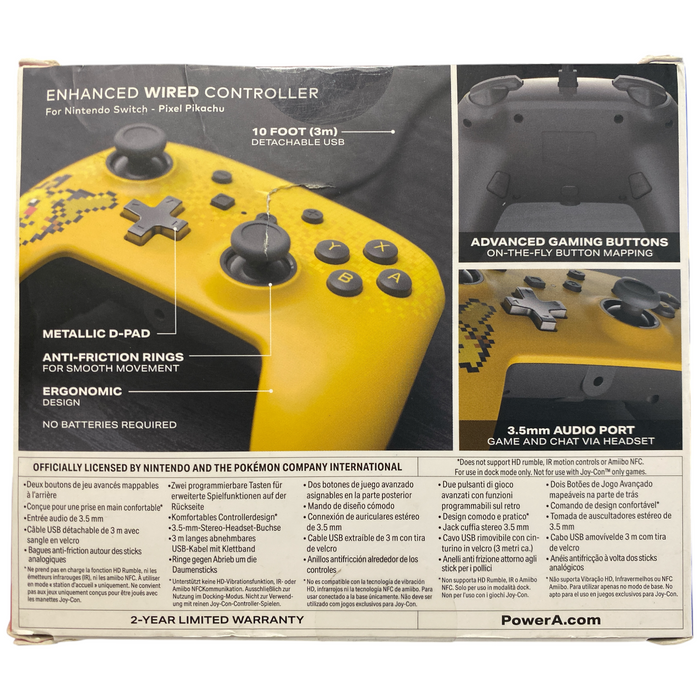 PowerA Nintendo Switch Enhanced Wired Controller, Pixel Pikachu