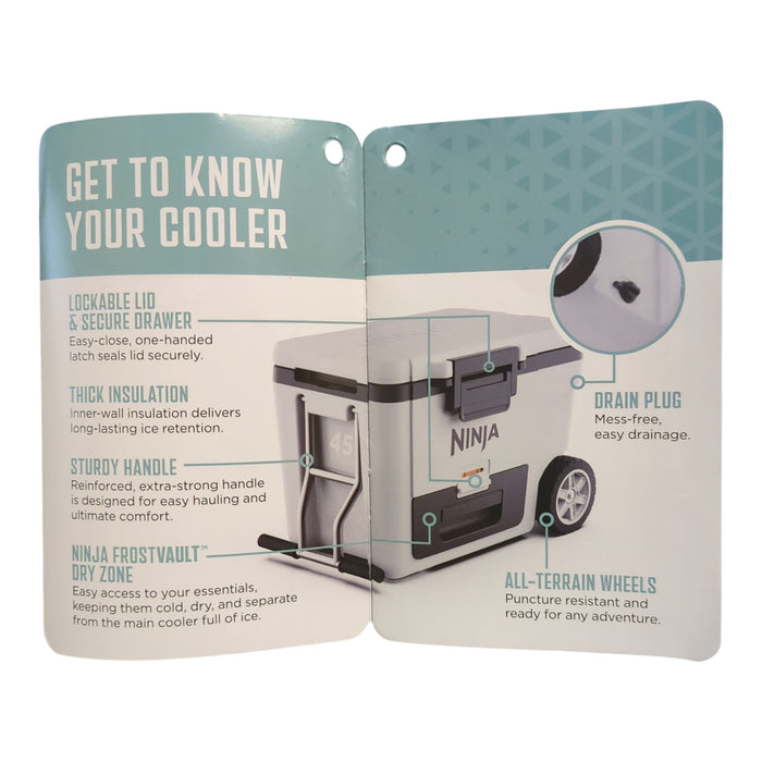 Ninja FrostVault Wheeled Cooler with Dry Zone, 45Qt, Ocean Blue