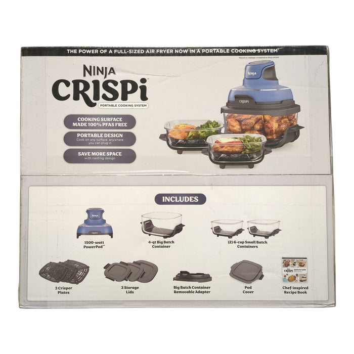 Ninja Crispi 5-in-1 Portable Glass Air Fryer Cooking System, Blue