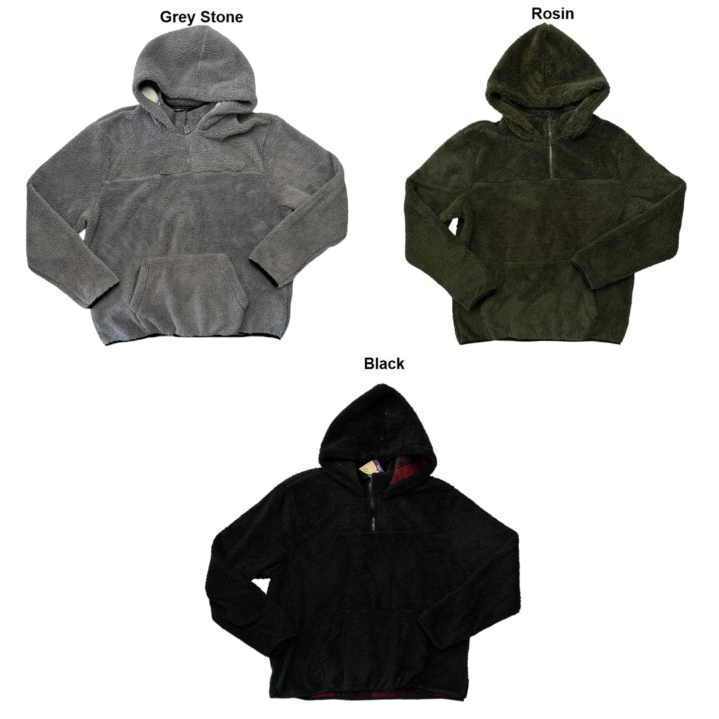 Boston Traders Men's 1/4 Zip Sherpa Fleece Lined Hooded Sweatshirt