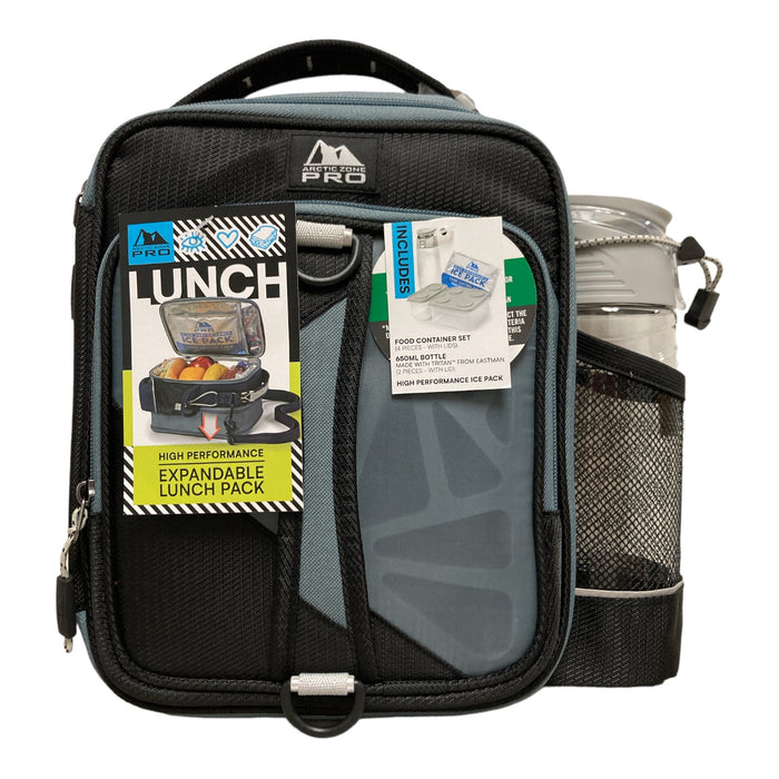 Arctic Zone Pro Expandable Insulated Lunch Pack, with Food Conatiners & Bottle