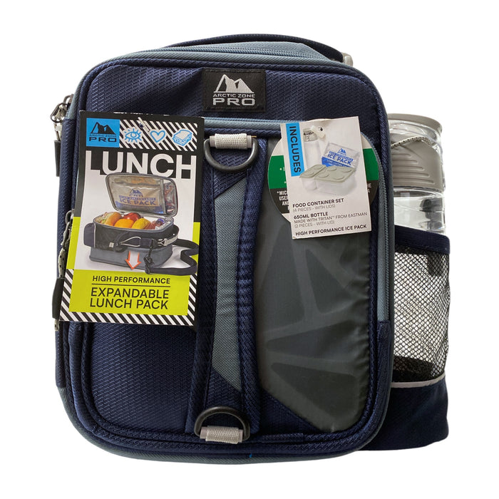 Arctic Zone Pro Expandable Insulated Lunch Pack, with Food Conatiners & Bottle