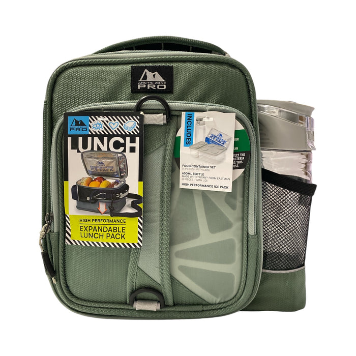 Arctic Zone Pro Expandable Insulated Lunch Pack, with Food Conatiners & Bottle