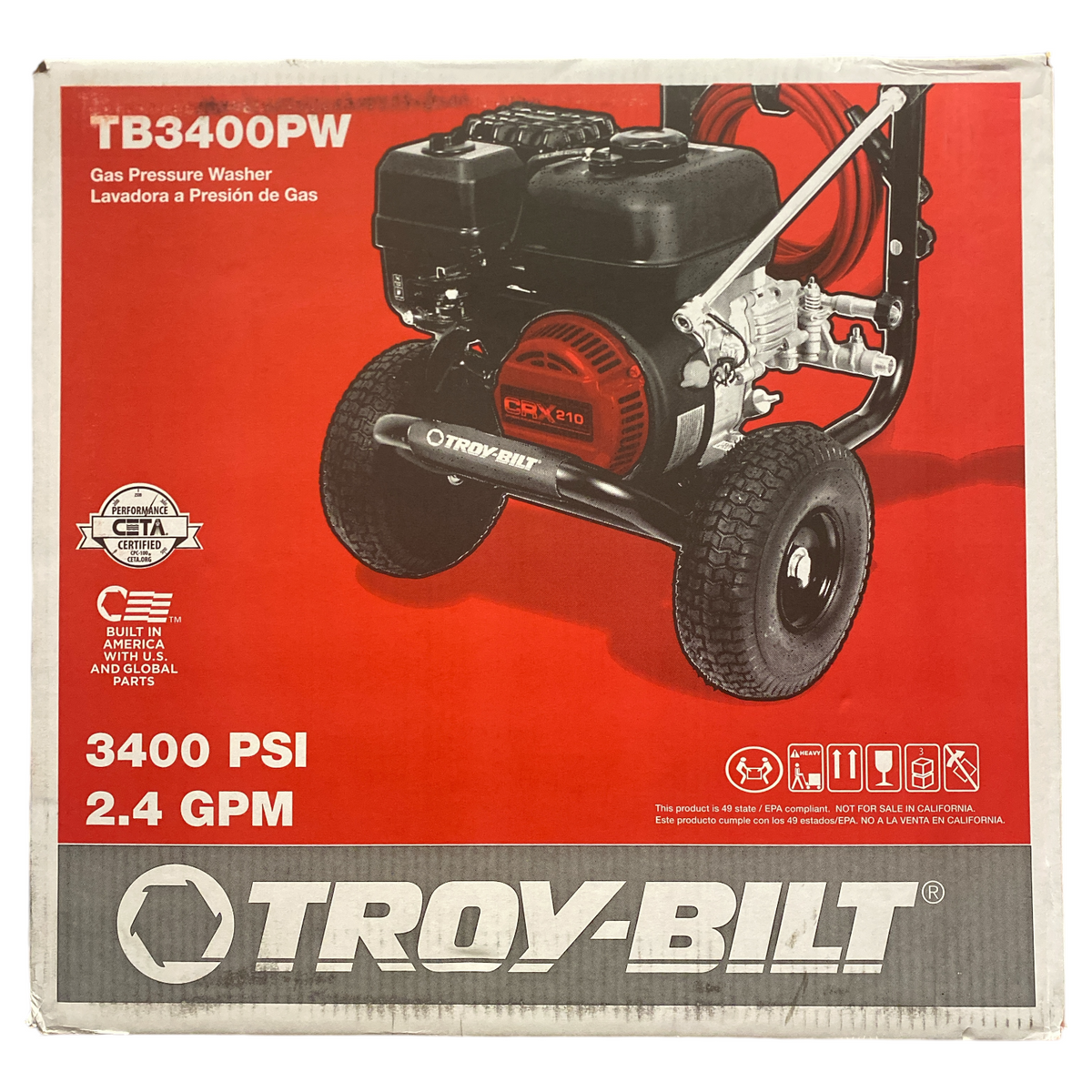 Troy-Bilt 3400 PSI 2.4 GPM Gas Pressure Washer, TB3400PW — Ewirelessgear