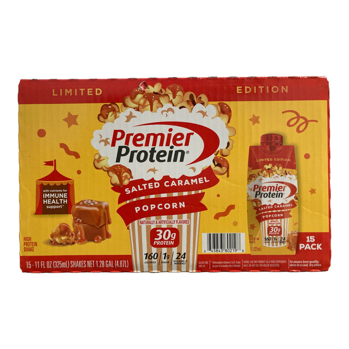 Premier Protein 30g Protein Shake, Salted Caramel Popcorn (11 fl. oz., 15 Pack)