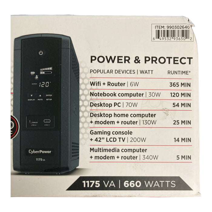CyberPower S175UC 1175VA Battery Backup with Surge Protection
