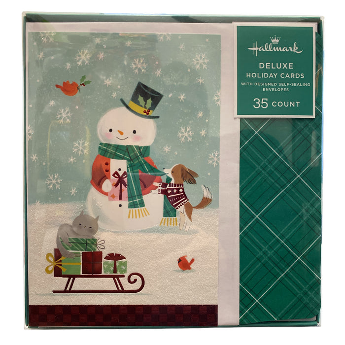 Hallmark Deluxe Holiday Cards with Designed Self-Sealing Envelopes, 35 Count