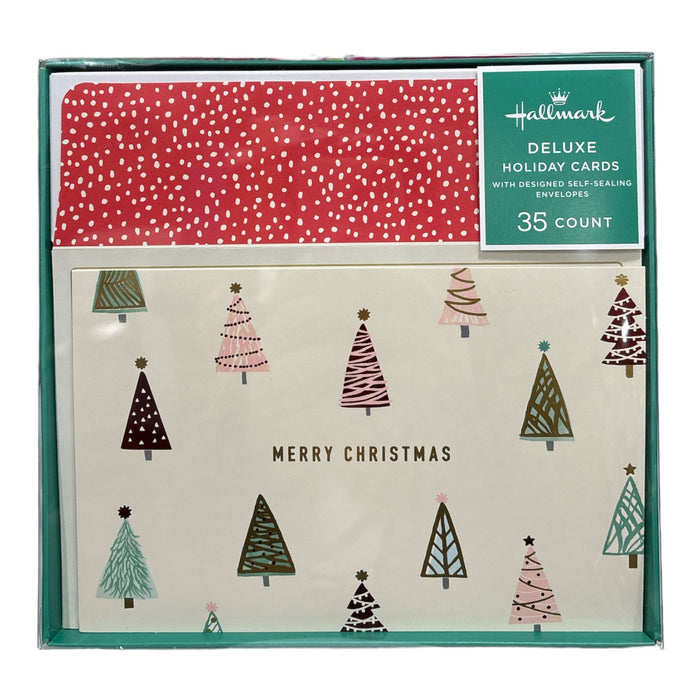 Hallmark Deluxe Holiday Cards with Designed Self-Sealing Envelopes, 35 Count