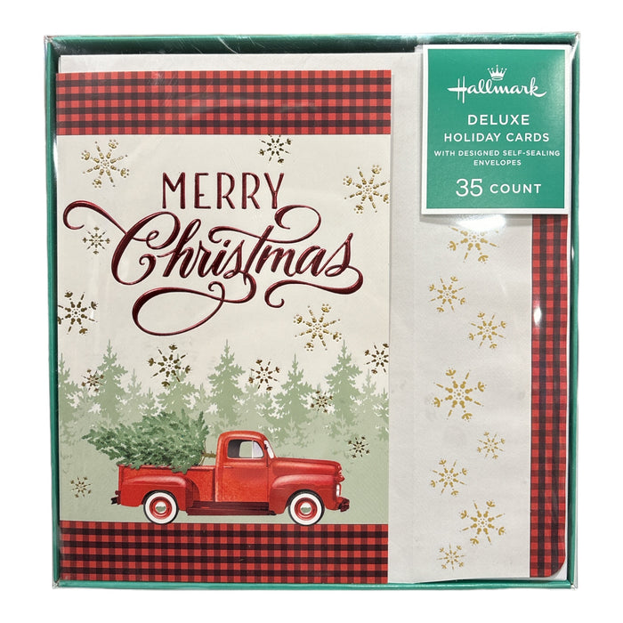 Hallmark Deluxe Holiday Cards with Designed Self-Sealing Envelopes, 35 Count