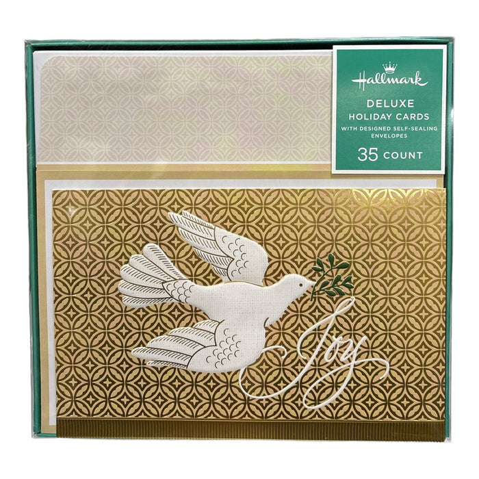 Hallmark Deluxe Holiday Cards with Designed Self-Sealing Envelopes, 35 Count