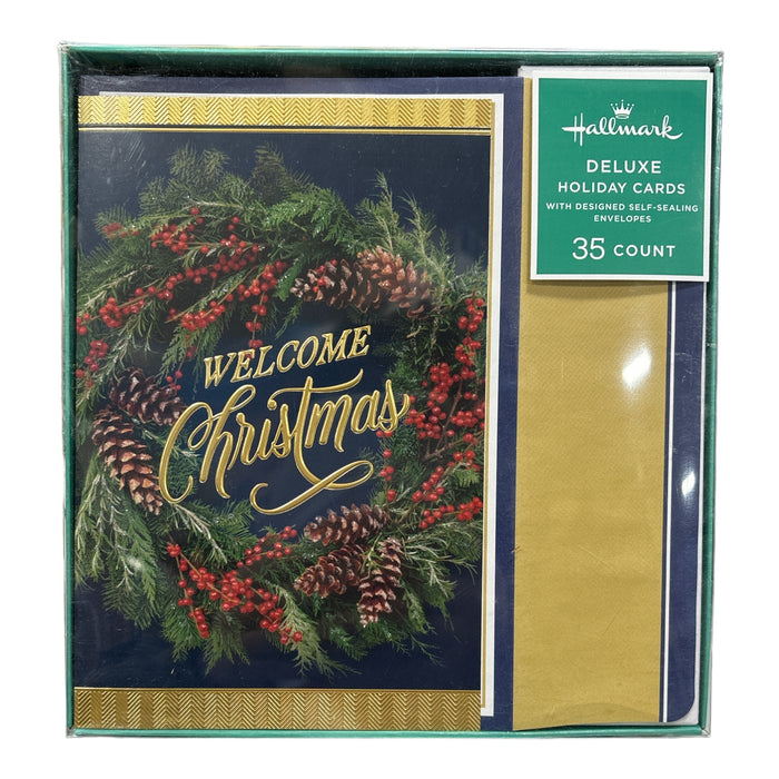 Hallmark Deluxe Holiday Cards with Designed Self-Sealing Envelopes, 35 Count