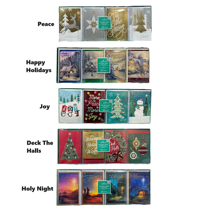 Hallmark Holiday Card Assortment w/ Designed Self-Sealing Envelopes, 4 Designs