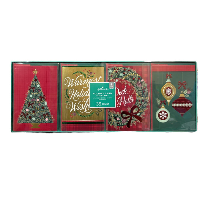 Hallmark Holiday Card Assortment w/ Designed Self-Sealing Envelopes, 4 Designs