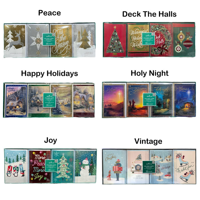 Hallmark Holiday Card Assortment w/ Designed Self-Sealing Envelopes, 4 Designs