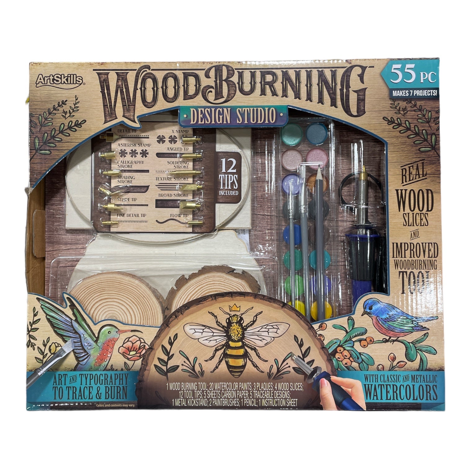 ArtSkills Wood Burning Design Studio w/ Classic & Metallic Watercolors