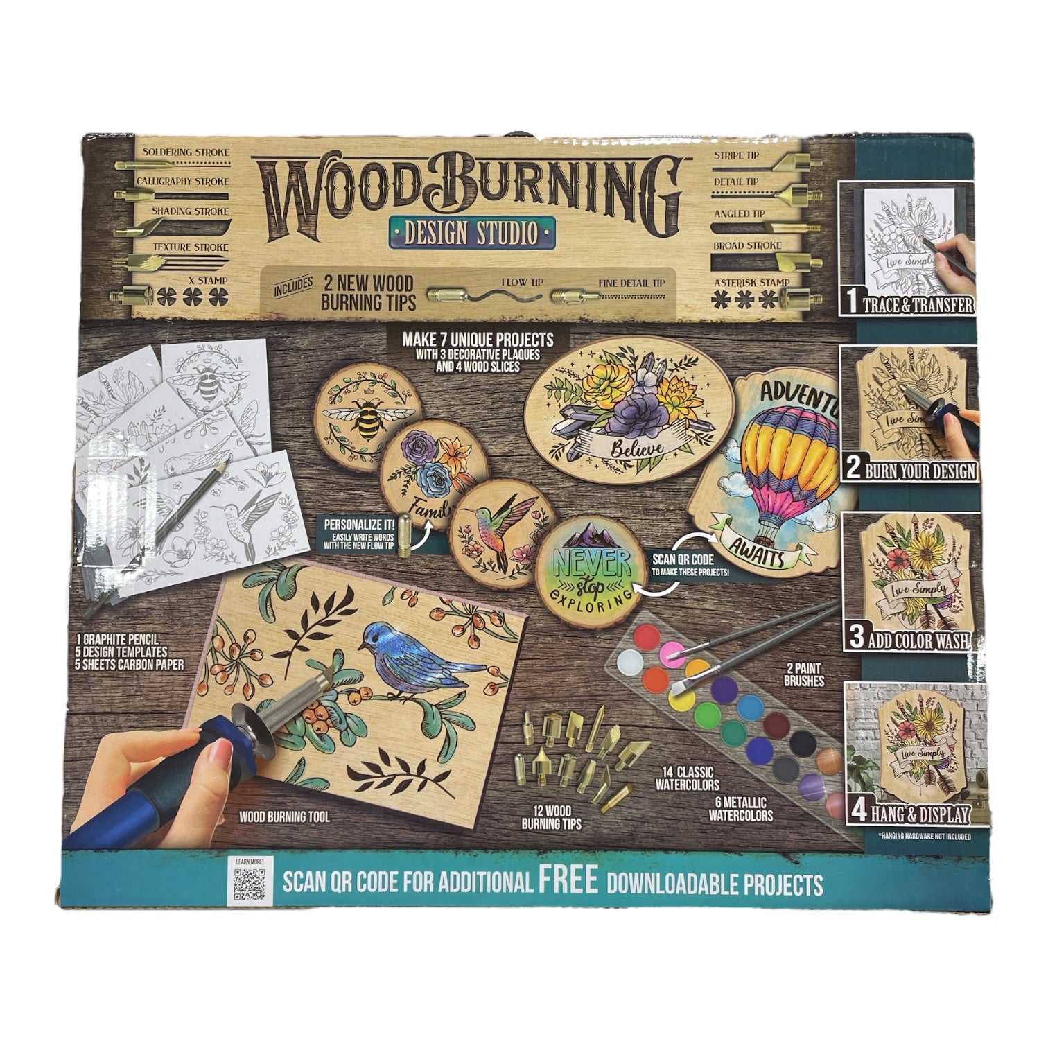 ArtSkills Wood Burning Design Studio w/ Classic & Metallic Watercolors