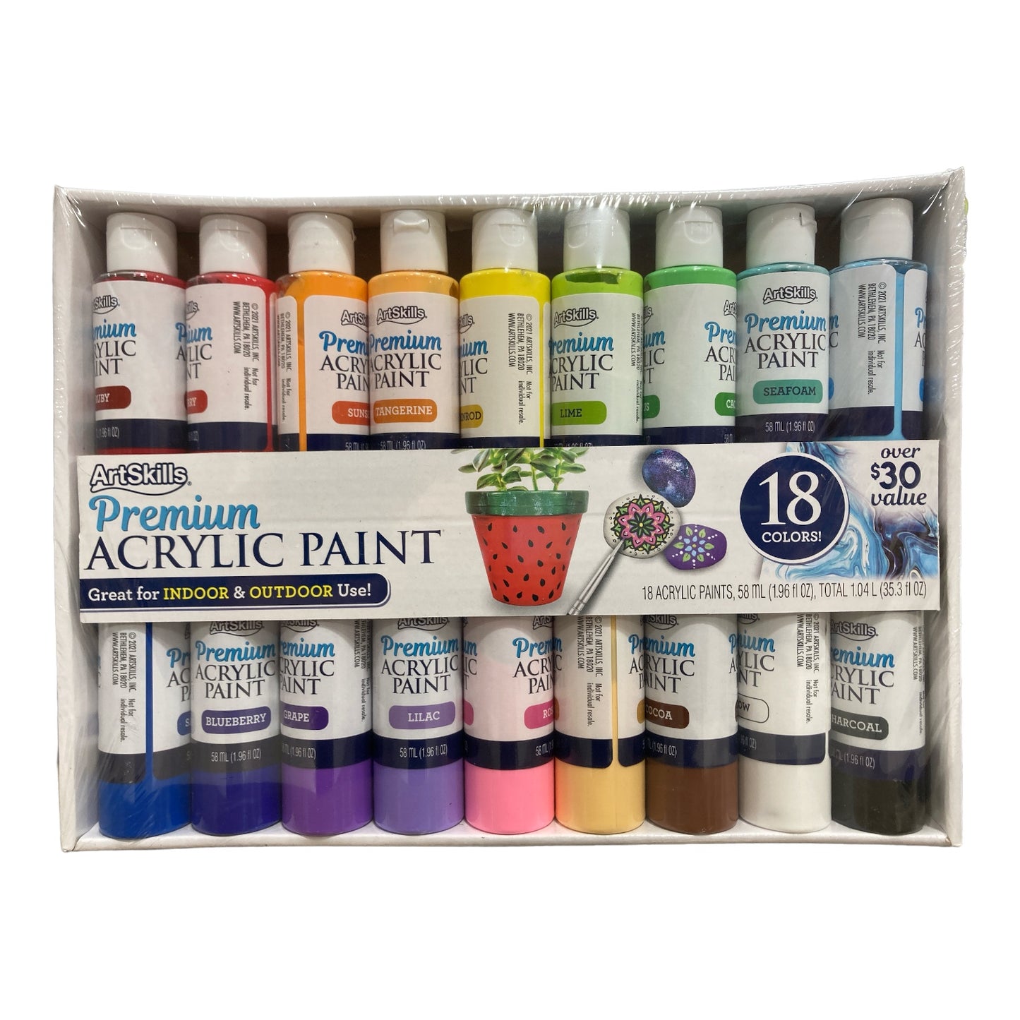 ArtSkills Premium Indoor and Outdoor Acrylic Paint Set, 18Pack