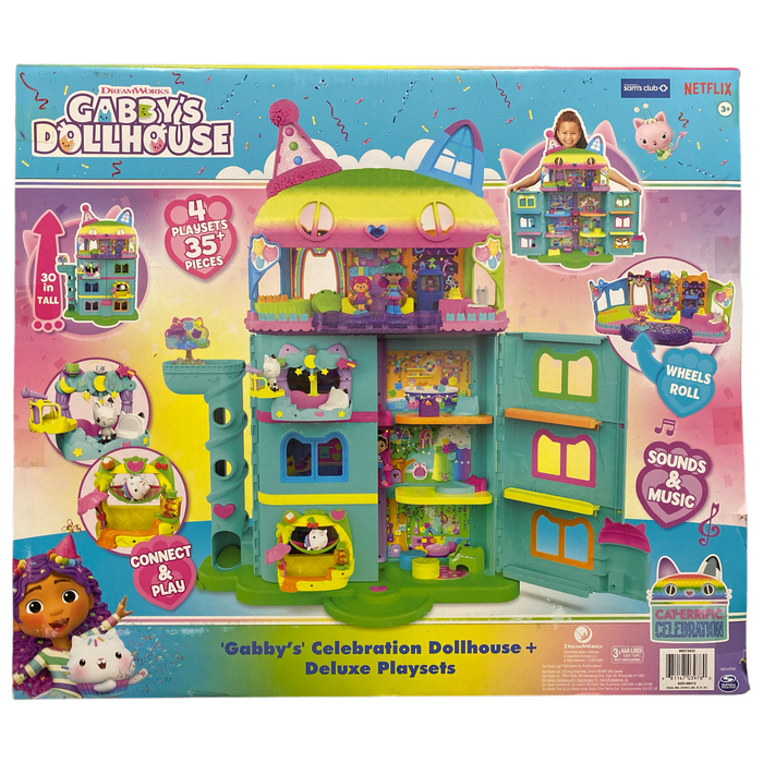 Dreamworks Gabby's Dollhouse Celebration and Deluxe Playsets, 4 Playsets, 35+pc