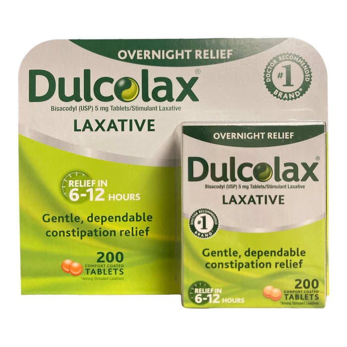 Dulcolax Comfort-Coated 6-12 Hours Overnight Relief Laxative Tablets, 200 ct