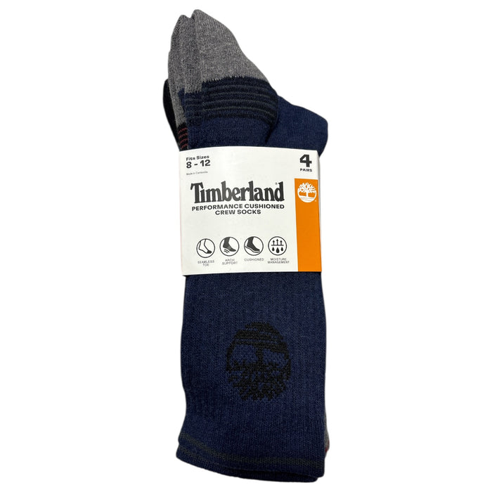 Timberland Men's Moisture Wicking Cushioned Comfort Crew Sock, 4 Pairs