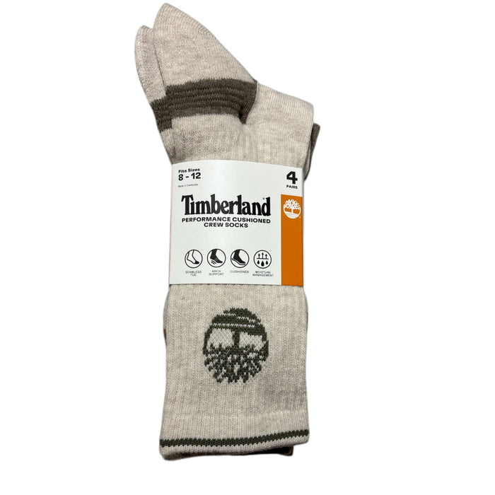 Timberland Men's Moisture Wicking Cushioned Comfort Crew Sock, 4 Pairs