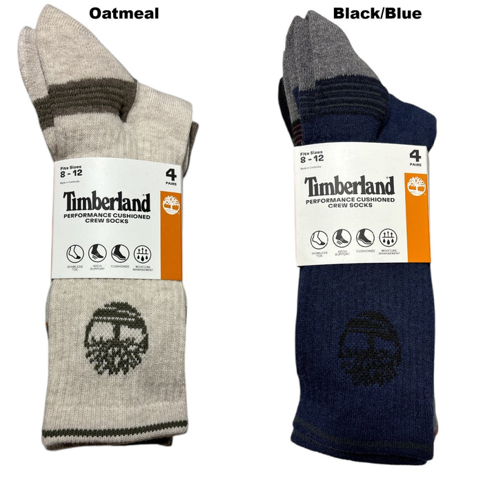 Timberland Men's Moisture Wicking Cushioned Comfort Crew Sock, 4 Pairs