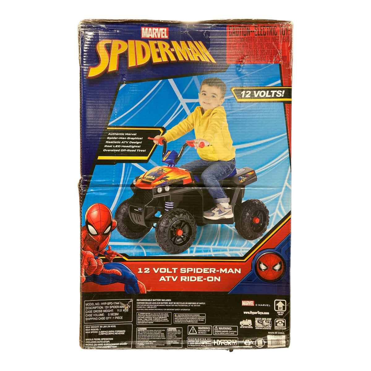 Marvel Spiderman 12V Ride On Toy Four Wheeler ATV — Ewirelessgear