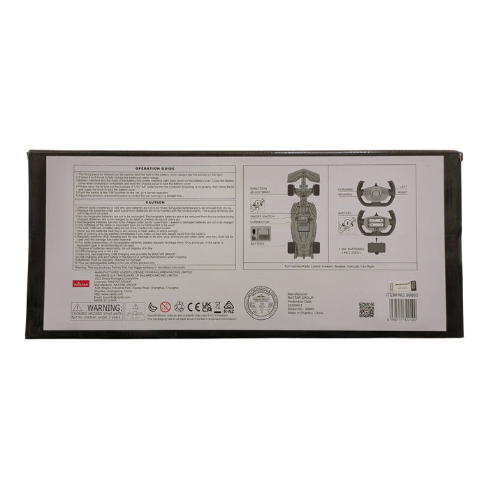 RASTAR McLaren MCL36 1/12 Scale Model Formula One Remote Control Racing Car