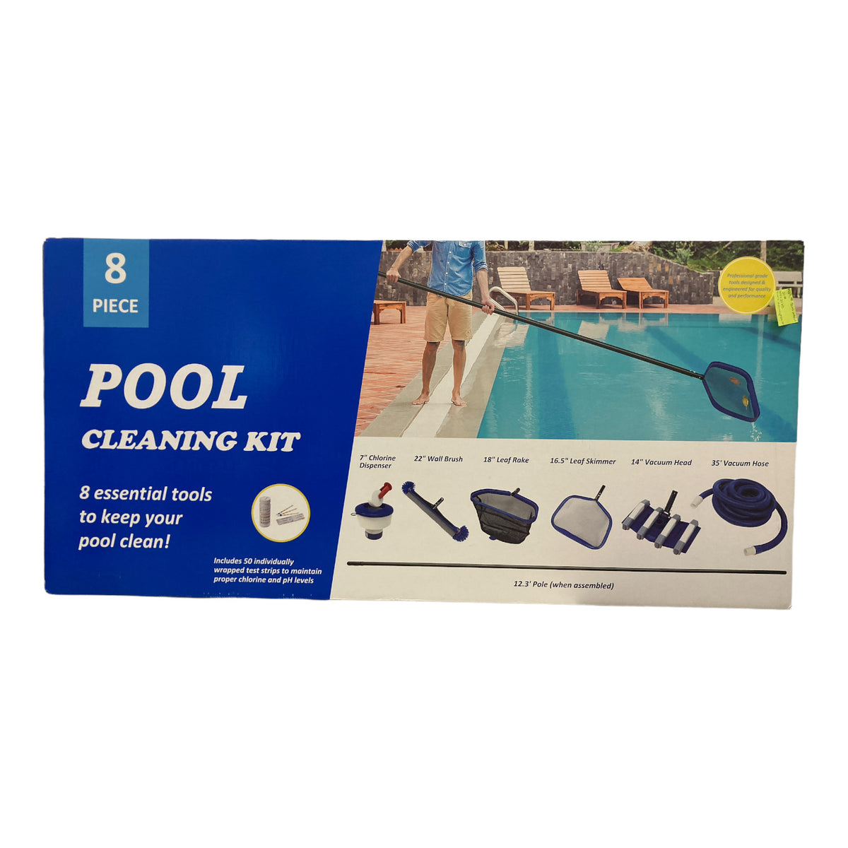 Essential AllSeason Professional Grade 8Piece Pool Cleaning Kit