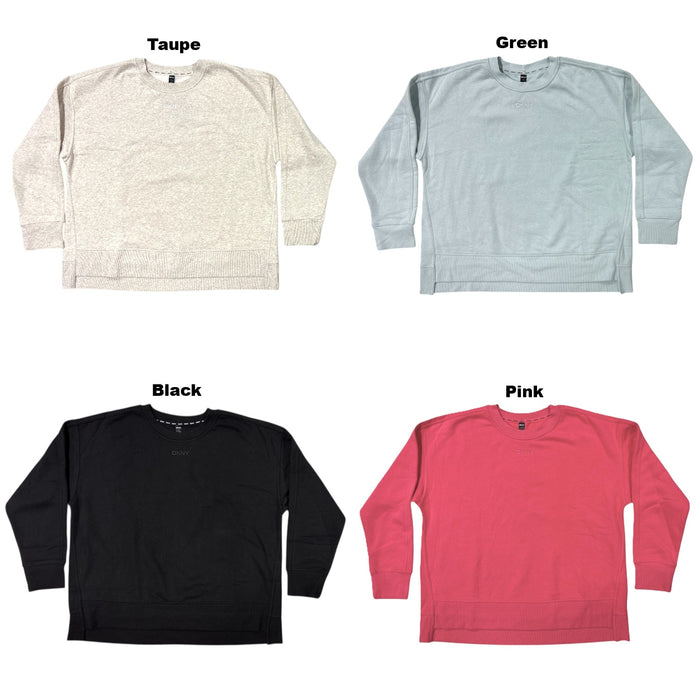 DKNY Women's Classic Fit Hi-Lo Hemmed Crewneck Sweatshirt