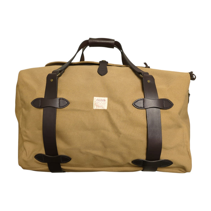 Filson Medium Rugged Twill Duffle Bag with Rustproof Brass Zipper, Tan