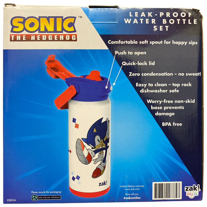 Zak Designs 20-oz. Stainless Steel Double Wall Beacon Straw Bottle for Kids, 2pk