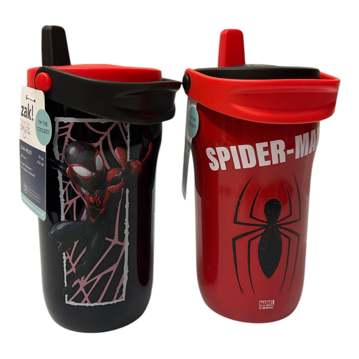 Zak Designs 14oz Stainless Steel Vacuum Insulated Tumbler, 2 Pack, Spiderman
