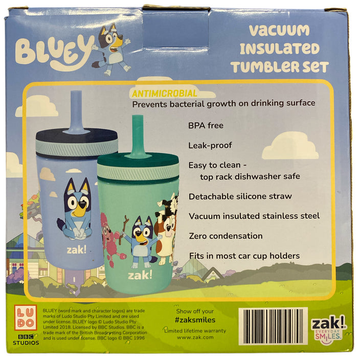 Zak Designs 12-oz. Bluey Stainless Steel Tumbler for Kids, 2 Pack