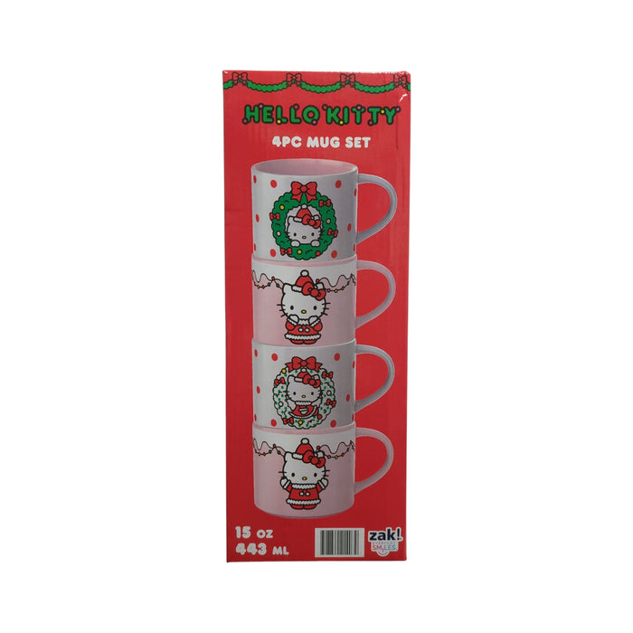 Zak Designs 15oz Stackable Ceramic Holiday Mug Set, 4pc