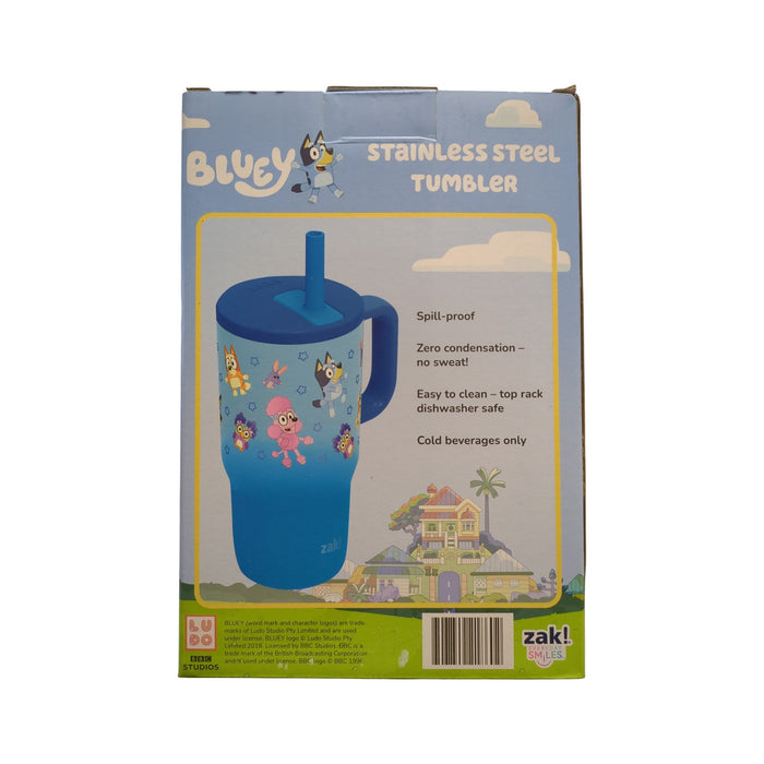 Zak Designs Bluey Stainless Steel Double-Wall Tumbler for Kids with Straw, 16oz