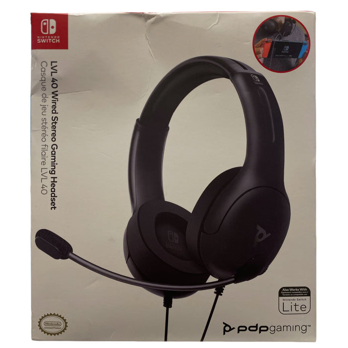 PDP Gaming LVL40 Wired Stereo Gaming Headset for Nintendo Switch, Black