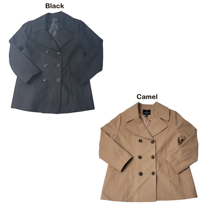 London Fog Women's Warm Wool Side Pockets Classic Peacoat