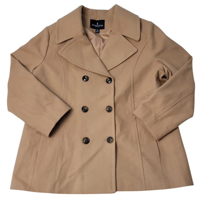 London Fog Women's Warm Wool Side Pockets Classic Peacoat