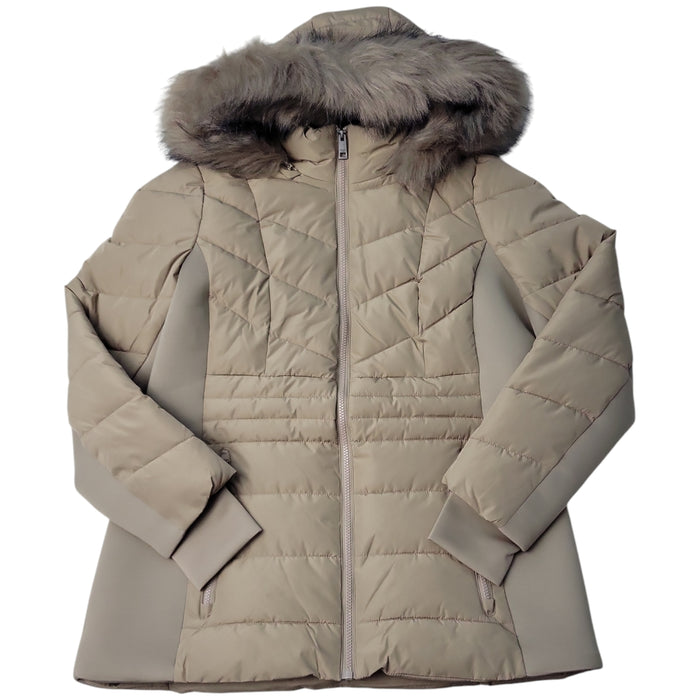 London Fog Women's Full-Zip Faux Fur Puffer Jacket