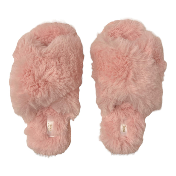 Flora Nikrooz Women's Soft & Comfortable Faux Fur Crossband Slipper