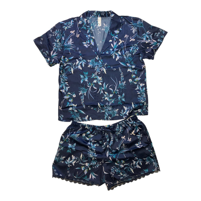 Flora By Flora Nikrooz Women's Satin Notch Collar Short Sleeve & Shorts PJ Set