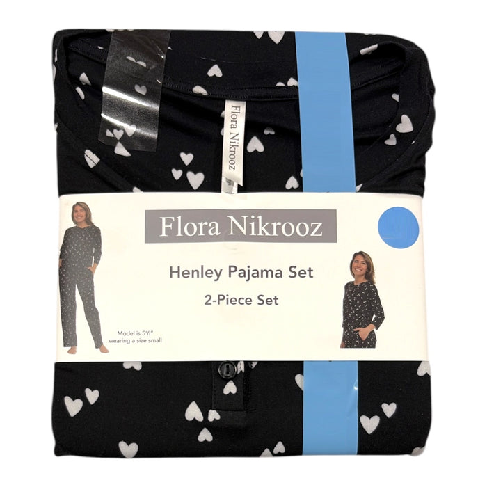 Flora Nikrooz Relaxed Fit 3/4 Sleeve Henley Pajama Set, 2 Piece