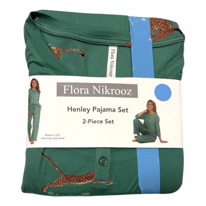 Flora Nikrooz Relaxed Fit 3/4 Sleeve Henley Pajama Set, 2 Piece