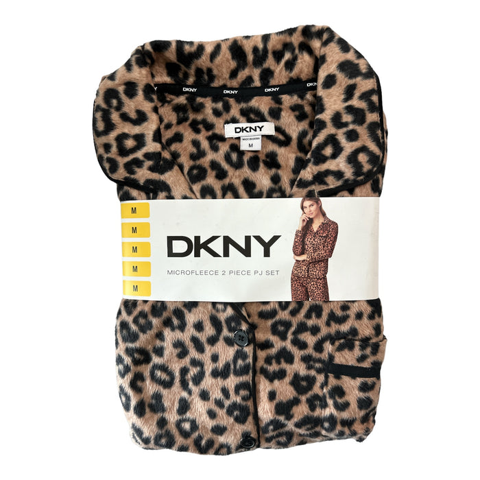 DKNY Women's 2-Piece Microfleece Long Sleeve & Pant Pajama Set