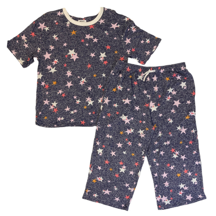 DKNY Women's Elastic Waistband Capri & Short Sleeve Pajama Set